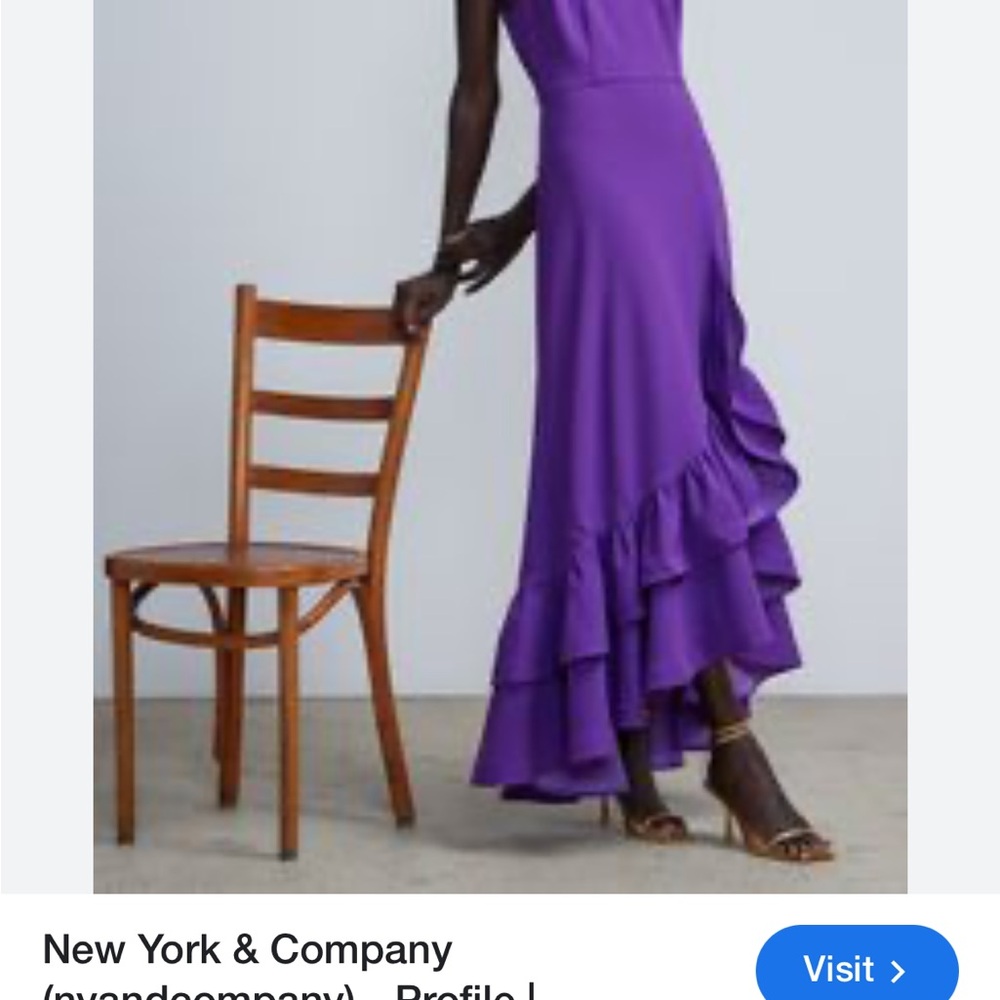 NEW YORK AND COMPANY Ruffle Hem Halterneck Gown Purple Size Large